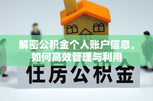 江阳解密公积金个人账户信息，如何高效管理与利用